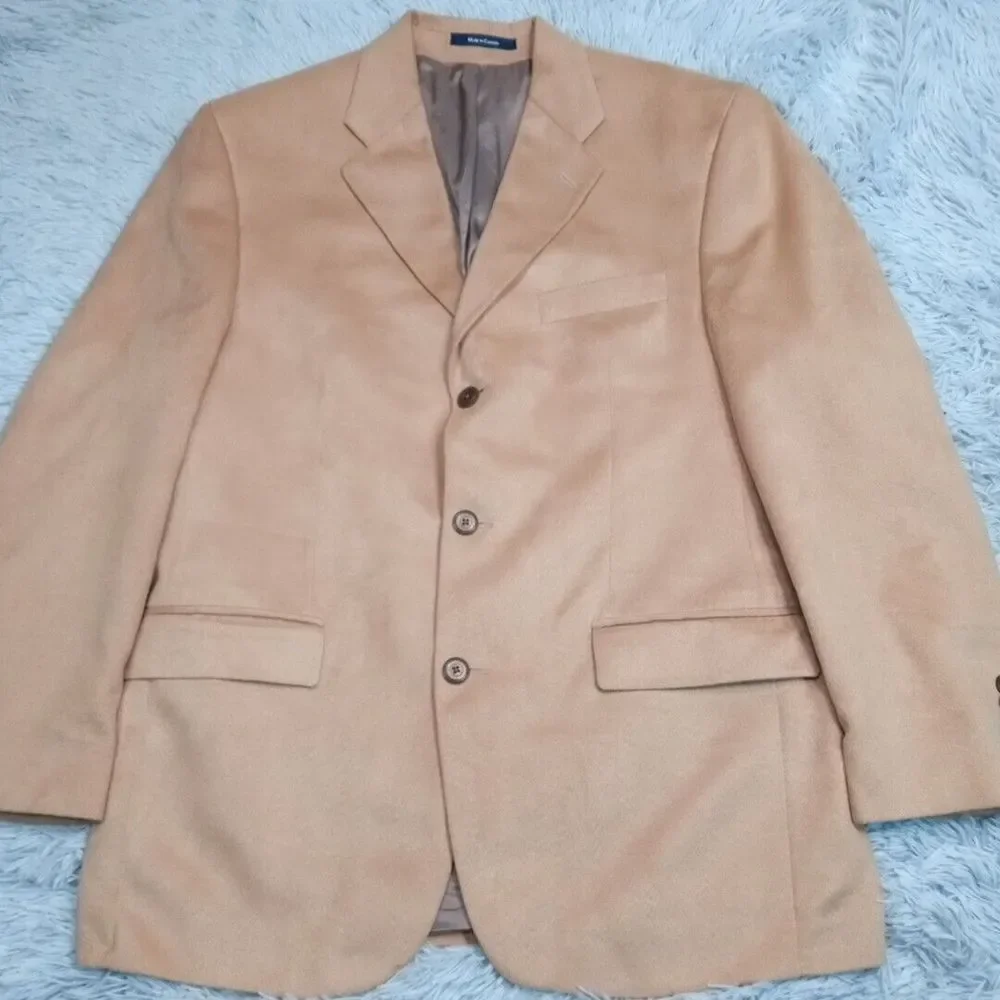 Chaps Ralph Lauren Jacket Mens 40 R Biege Microfiber Preppy Career Suit Coat